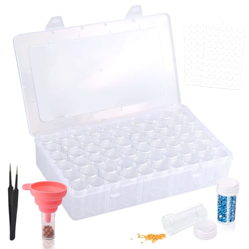 Csuntikulo 60 Stück 5D Diamond Painting Zubehör Aufbewahrungsbox mit Stickers Trichter Pinzette, Runde Kunststoff Perlen Nagel Kunst Aufbewahrung Behälter Malerei Zubehör DIY Basteln Schmuck Strass Csuntikulo 60 Stück 5D Diamond Painting Zubehör Aufbewahrungsbox mit Stickers Trichter Pinzette, Runde Kunststoff Perlen Nagel Kunst Aufbewahrung Behälter Malerei Zubehör DIY Basteln Schmuck Strass von Csuntikulo