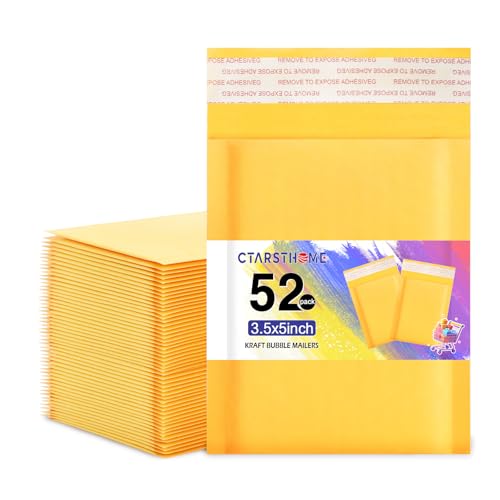 Ctarsthome Versandtaschen aus Kraftpapier, selbstklebend, 8,9 x 12,7 cm, für Schmuck, Make-up, 52 Stück, Gelb, 8,9 x 12,7 cm von Ctarsthome
