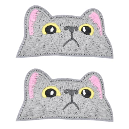 Ctctoo Aufnäher zum Aufbügeln für Kleidung, T-Shirts, Jacken, Rucksäcke, Jeans, Hüte, Kleidung, Dekorationen, Graue Katze, 2 Stück Ctctoo Aufnäher zum Aufbügeln für Kleidung, T-Shirts, Jacken, Rucksäcke, Jeans, Hüte, Kleidung, Dekorationen, Graue Katze, 2 Stück von Ctctoo