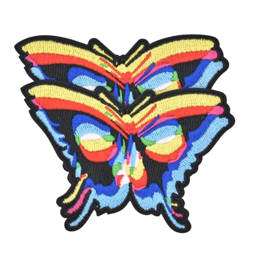 Ctctoo Trippy Butterfly bestickter Aufnäher – psychedelischer Boho-Aufnäher zum Aufbügeln für Jacken, Rucksäcke, Hüte – lebendiges, buntes Schmetterling-Design für DIY-Mode, Festival-Accessoires und von Ctctoo