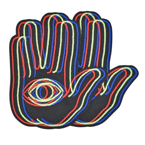 Ctctoo Trippy Hamsa Handbestickter Aufnäher – böhmische psychedelische Bügelapplikation für Jacken, Rucksäcke, Hüte – lebendiges Boho-Hippie-Symbol für DIY Mode & Dekor Ctctoo Trippy Hamsa Handbestickter Aufnäher – böhmische psychedelische Bügelapplikation für Jacken, Rucksäcke, Hüte – lebendiges Boho-Hippie-Symbol für DIY Mode & Dekor von Ctctoo