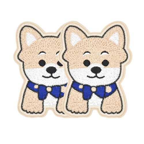 Stickerei-Aufnäher zum Aufbügeln für Kleidung, niedlicher Hund, zum Aufnähen oder Aufbügeln für Jacken, Hüte, Jeans, Rucksäcke und Stoffreparatur, 2 Stück von Ctctoo