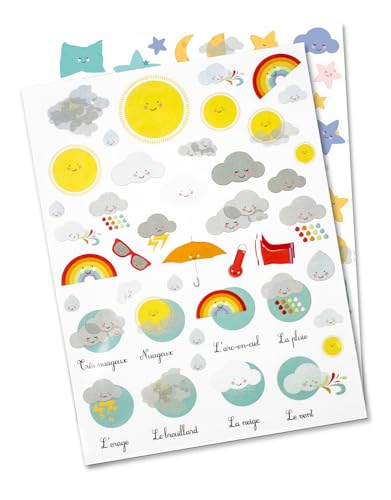 Ctop Aufkleber mit Wettermotiven, 109 Stück, Sticker Tag Nacht, Mehrfarbig, Wasserdicht, Papierreusabel, Sticker Ctop Aufkleber mit Wettermotiven, 109 Stück, Sticker Tag Nacht, Mehrfarbig, Wasserdicht, Papierreusabel, Sticker von Ctop