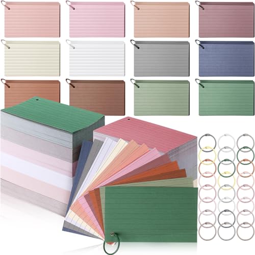 Ctosree Morandi Karteikarten, blanko, 7,6 x 12,7 cm, mit Loch, 12 farbige Karteikarten mit Metallbinderringen, 25,4 kg Einband, schwere Lernkarten für Studium, Erinnerung, Büro, Schulbedarf, 1440 Ctosree Morandi Karteikarten, blanko, 7,6 x 12,7 cm, mit Loch, 12 farbige Karteikarten mit Metallbinderringen, 25,4 kg Einband, schwere Lernkarten für Studium, Erinnerung, Büro, Schulbedarf, 1440 von Ctosree