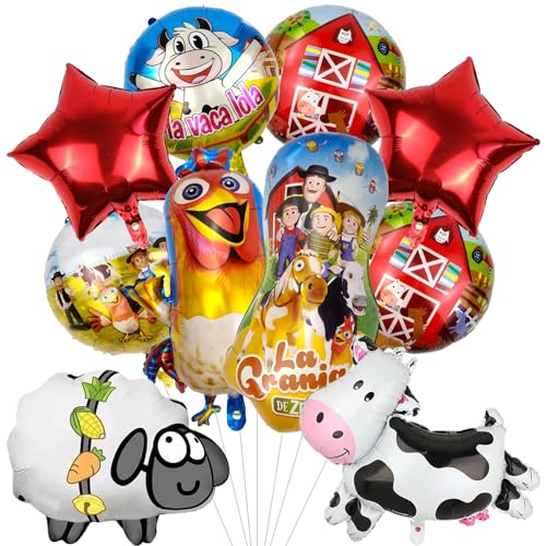 Ctxtqtdt 10 Stück Bauernhof Luftballons Set Junge Mädchen, Bauernhof Tier Geburtstagsdeko Folienballon, Party Deko Ballons, Kinder Luftballons Deko, Geburtstag Deko Party Luftballons (A) von Ctxtqtdt