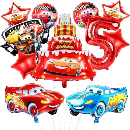 Ctxtqtdt 11 Stück Cars Luftballons Geburtstag Set 5 Jahre Junge, Mc-quen Geburtstagsdeko Folienballon, Rennwagen Kindergeburtstag Set, Geburtstag Party Deko Ballons Set für Kinder (5) von Ctxtqtdt
