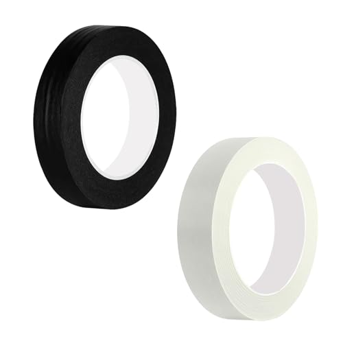 Ctyjia 2 Rollen Malerband Kreppband, 10 mm x 50 m Abklebeband, Leicht Abnehmbar Keinerlei Rückstände, Klebebänder für Malerarbeiten und Dekoration, Weiß und Schwarz von Ctyjia