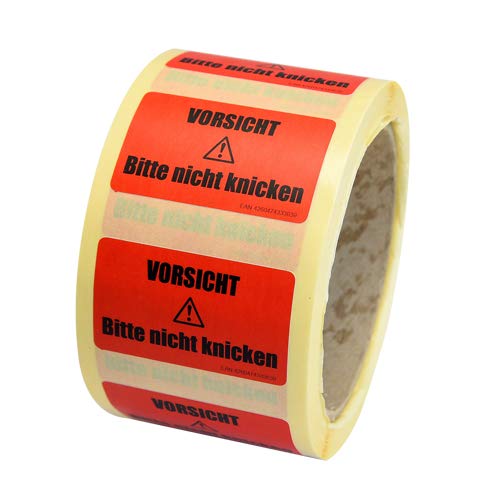 CuNU Warnetiketten/Versandetiketten 50x30 mm "VORSICHT Bitte nicht knicken" VPE: 500 Aufkleber auf Rolle von CuNU Preisauszeichnung