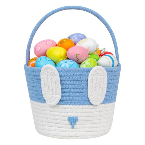 CubesLand Osterkorb, Oster-Geschenkkorb, leer, Osterkorb für Kinder, Kleinkinder, erster Osterkorb, Ostereiersuche, Osterhase, blauer Eimer, 22,9 x 18,7 x 18,9 cm von CubesLand
