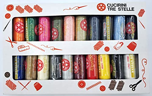 Cucirini tre stelle Nähgarn Baumwolle (SET 20x 100yds, Gold, N50) von Cucirini tre stelle
