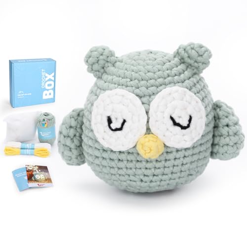 Cudroza Häkelset für Anfänger – Eulen-Starter-Häkelsets mit Schritt-für-Schritt-Video-Tutorials und Garnen, Haken, Zubehör, Geburtstags-DIY-Bastelgeschenk für Erwachsene und Kinder (30 % + Garn) von Cudroza