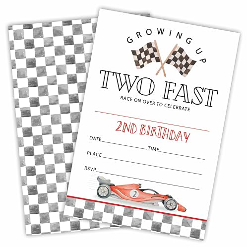 Einladungskarten zum 2. Rennwagen, 20 Geburtstagskarten mit Umschlägen, zwei schnelle doppelseitige Einladungen zum Ausfüllen für Jungen und Mädchen, zweiter Geburtstag, Partygeschenk und Dekorationen Einladungskarten zum 2. Rennwagen, 20 Geburtstagskarten mit Umschlägen, zwei schnelle doppelseitige Einladungen zum Ausfüllen für Jungen und Mädchen, zweiter Geburtstag, Partygeschenk und Dekorationen von Cudwid