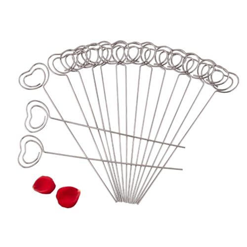 Cufaee 50pcs Drahtbildhalter, Silber Metall Klemme Place -Kartenhalter Pickel, DIY -Draht -Foto -Clips für Schreibtisch Memo Note Kuchen -Top -Zubehör (Herzstil) von Cufaee