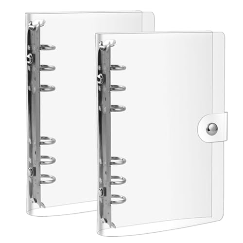 Transparente Loose Binder, CuiCanfla Ringbuch A6 Ring Binder, Wasserdicht Ringbuch Ordner A6, 2 Stück Nachfüllbares Ringordner mit Druckknopf Notebook Schutz für Schule Journal Buch Büro Transparente Loose Binder, CuiCanfla Ringbuch A6 Ring Binder, Wasserdicht Ringbuch Ordner A6, 2 Stück Nachfüllbares Ringordner mit Druckknopf Notebook Schutz für Schule Journal Buch Büro von CuiCanfla