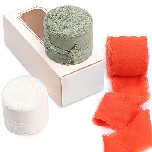 Cuibilyer 3 Rolls Handgemachte Fransen Verdickte Chiffon Seidenband Gaze 1.5in x 7Yard Bänder Set für Hochzeitseinladungen, DIY Handwerk Cuibilyer 3 Rolls Handgemachte Fransen Verdickte Chiffon Seidenband Gaze 1.5in x 7Yard Bänder Set für Hochzeitseinladungen, DIY Handwerk von Cuibilyer