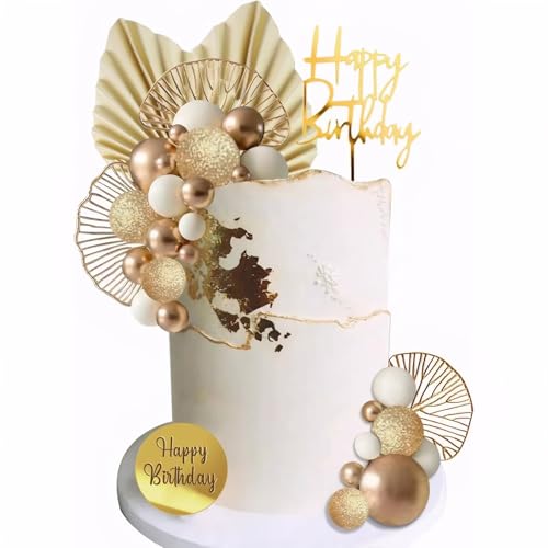 30 Stück Boho Tortendeko Dekoration Mädchen, Tortendeko Kugeln Gold Weiße Cake Topper, Cake Topper Gold Palmblätter Böhmische Weißgoldkugel, Kuchen Kugeln Dekoration Boho Partyzubehör 30 Stück Boho Tortendeko Dekoration Mädchen, Tortendeko Kugeln Gold Weiße Cake Topper, Cake Topper Gold Palmblätter Böhmische Weißgoldkugel, Kuchen Kugeln Dekoration Boho Partyzubehör von Cuicany