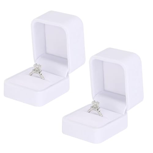Cuicany 2 Stück Samt Ring Box, Velvet Ringbox, Samt Schmuck Ringbox, Samtringe Ohrringe Etui Anhänger Boxen, Schmuck Etui für Ring, Samt-Schmuckkästchen für Paare, Heiratsantrag, Valentinstag (Weiß) Cuicany 2 Stück Samt Ring Box, Velvet Ringbox, Samt Schmuck Ringbox, Samtringe Ohrringe Etui Anhänger Boxen, Schmuck Etui für Ring, Samt-Schmuckkästchen für Paare, Heiratsantrag, Valentinstag (Weiß) von Cuicany