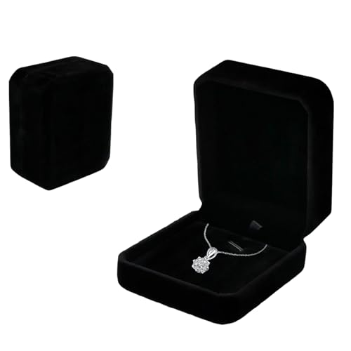 Cuicany Samt-Schmuckschatullen für Halsketten, Samt Schmuckset Box Quadratisch, Große Halskette Box, Anhängerbox Aufbewahrungsbox für Hochzeit, Geburtstag Valentinstag (schwarz) von Cuicany