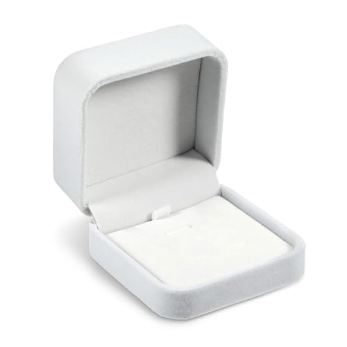 Cuicany Samt-Schmuckschatullen für Halsketten, Samt Schmuckset Box Quadratisch, Große Halskette Box, Anhängerbox Aufbewahrungsbox für Hochzeit, Geburtstag Valentinstag (weiß) von Cuicany