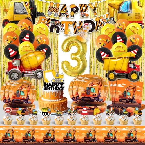 Bagger Geburtstag Deko 3 Jahre,Baustellen Luftballons Kindergeburtstag,Baufahrzeuge Partygeschirr Kit mit Teller Servietten Tischdecke Tortendeko Banner,Truck Party Ballon Helium Bagger Geburtstag Deko 3 Jahre,Baustellen Luftballons Kindergeburtstag,Baufahrzeuge Partygeschirr Kit mit Teller Servietten Tischdecke Tortendeko Banner,Truck Party Ballon Helium von Cuidongsheng