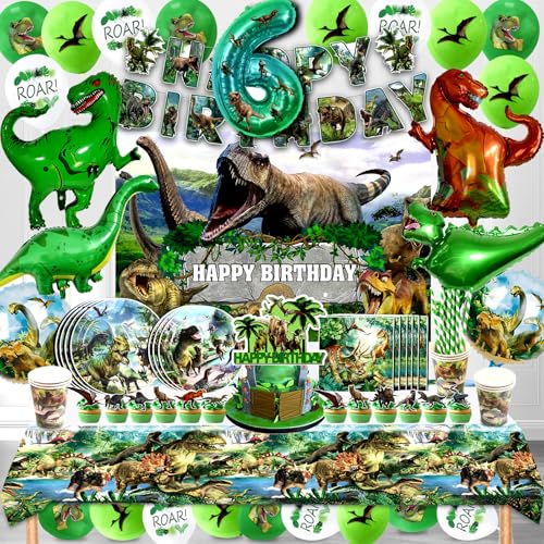 Dino Deko Geburstag Junge 6 Jahre,Dino Kindergeburtstag Ballons 146 Pcs,Dino Geburtstag Geschirr Set für 10 Gäste,Dino Luftballon Helium,Dschungel Dinosaurier Geburtstag Party Dekoration Mädchen Dino Deko Geburstag Junge 6 Jahre,Dino Kindergeburtstag Ballons 146 Pcs,Dino Geburtstag Geschirr Set für 10 Gäste,Dino Luftballon Helium,Dschungel Dinosaurier Geburtstag Party Dekoration Mädchen von Cuidongsheng