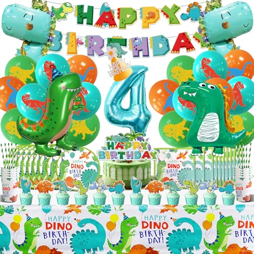 Dino Geburtstag Deko 4 Jahre,Dinosaurier Kindergeburtstag Deko Luftballons 104 Pcs,Dino Partygeschirr mit Servietten Teller,Dino Party Deko, Dschungel Geburtstag Ballons Jungen Mädchen Dino Geburtstag Deko 4 Jahre,Dinosaurier Kindergeburtstag Deko Luftballons 104 Pcs,Dino Partygeschirr mit Servietten Teller,Dino Party Deko, Dschungel Geburtstag Ballons Jungen Mädchen von Cuidongsheng