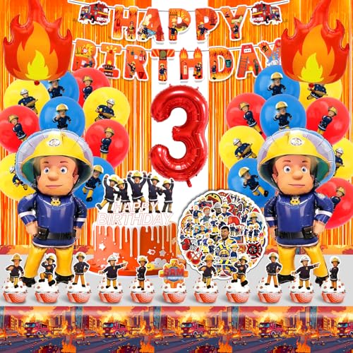 Feuerwehrauto Geburtstag Deko 3 Jahre,Feuerwehrmann Kindergeburtstag Ballon 110 Pcs,Feuerwehr Themed Party Dekoration mit Banner Tortendeko Tischdecke Aufkleber,Feuerwehr Luftballon Set Feuerwehrauto Geburtstag Deko 3 Jahre,Feuerwehrmann Kindergeburtstag Ballon 110 Pcs,Feuerwehr Themed Party Dekoration mit Banner Tortendeko Tischdecke Aufkleber,Feuerwehr Luftballon Set von Cuidongsheng