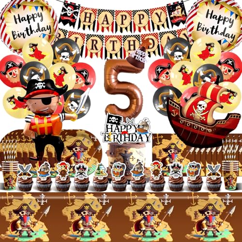 Piraten Geburtstag Deko 5 Jähre,Piraten Kindergeburtstag Deko 103 Pcs,Piraten Luftballons,Piraten Partygeschirr Set mit Servietten Teller fur Mädchen Junge Geburtstag,Piratenparty Deko Ballons Piraten Geburtstag Deko 5 Jähre,Piraten Kindergeburtstag Deko 103 Pcs,Piraten Luftballons,Piraten Partygeschirr Set mit Servietten Teller fur Mädchen Junge Geburtstag,Piratenparty Deko Ballons von Cuidongsheng
