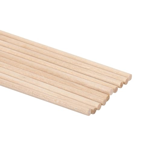 Cuifati 10pcs Holzdübelstangen Holzdübel, Runde Hölzerne Stöcke aus Weißer Birke, Zum Handwerk, Kunst, DIYERS, Stufe Kuchenunterstützung und Hochzeitsstäbe (4mm*30 cm) von Cuifati