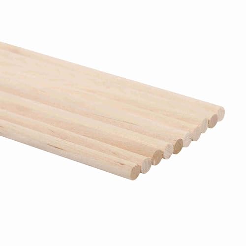 Cuifati 10pcs Holzdübelstangen Holzdübel, Runde Hölzerne Stöcke aus Weißer Birke, Zum Handwerk, Kunst, DIYERS, Stufe Kuchenunterstützung und Hochzeitsstäbe (6mm*30 cm) von Cuifati