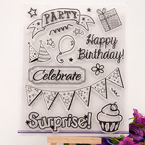 Cuigu Silikon-Stempel für Bastelarbeiten, transparent, Prägung, Album, DIY, Handwerk, Scrapbooking, Dekoration, Stamper Gute Party, Geburtstag, für Notebook, Karten, Einladungskarte Cuigu Silikon-Stempel für Bastelarbeiten, transparent, Prägung, Album, DIY, Handwerk, Scrapbooking, Dekoration, Stamper Gute Party, Geburtstag, für Notebook, Karten, Einladungskarte von Homry
