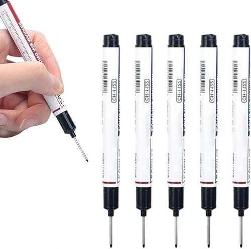 CulinaryTerra Tieflochmarker, 20 mm langer Kopf, wasserfeste Marker für Bau- und Metallmarkierung, permanente Tinte, Tischlerwerkzeuge und industrielle Nutzung (schwarz) von CulinaryTerra