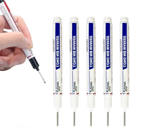 CulinaryTerra Tieflochmarker, 20 mm langer Kopf, wasserfeste Marker für Bau- und Metallmarkierung, permanente Tinte, Tischlerwerkzeuge und industrielle Nutzung (weiß) von CulinaryTerra