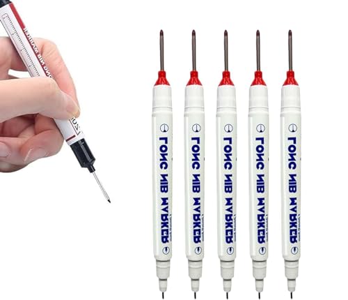 CulinaryTerra Tieflochmarker, 20 mm langer Kopf, wasserfeste Marker für Bau- und Metallmarkierung, permanente Tinte, Tischlerwerkzeuge und industrielle Verwendung (Doppelkopf, Rot) von CulinaryTerra