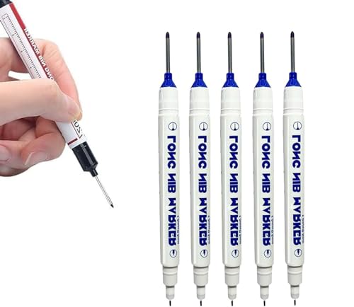 CulinaryTerra Tieflochmarker, 20 mm langer Kopf, wasserfeste Marker für Bau- und Metallmarkierung, permanente Tinte, Tischlerwerkzeuge und industrielle Verwendung (Doppelkopfblau) von CulinaryTerra