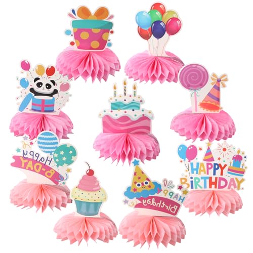 9 Stück Geburtstagsdeko Happy Birthday Deko, Bunte Happy Birthday Tischdeko, Waben Tischdekoration Party Deko, Tisch Ornament für Geburtstag Party von Culinavog