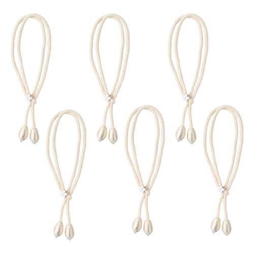 Culinavog 6 Stück Vorhang Raffhalter, Dreieckige Raffhalter mit Quasten, Einfacher, Polyester mit dekorativem Blumenakzent und Quasten, Vorhang Seil Schnallen für Zuhause,Fenster, Vorhänge (Beige) von Culinavog