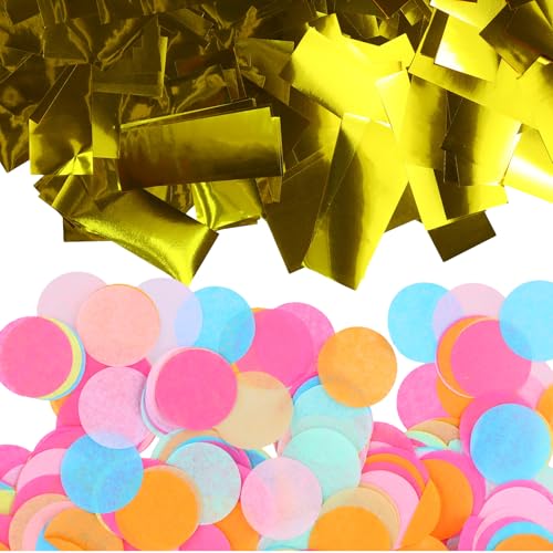 Culinavog Konfetti Papier, 2 Stück Konfetti Bunt Groß, 2.5 cm Mehrfarbige Runde Tissue Confetti, Runde Streudeko Tischdeko für Hochzeit, Kunterbuntes Papier Confetti für Geburtstag, Party Dekoration von Culinavog