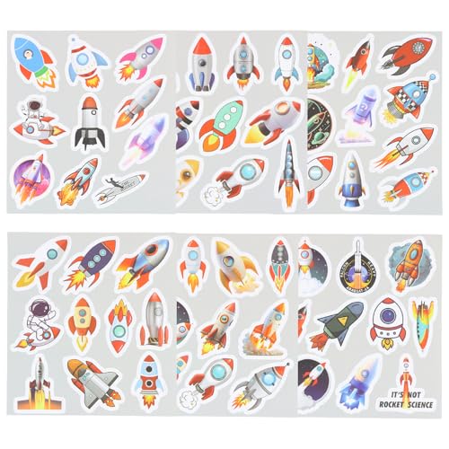 Culinavog Raketen Sticker Set, 60 Stück Weltraum Space Raketen Aufkleber, Multicolour Scrapbook Aufkleber für Flasche, Wasserdicht Planeten Sticker für Wasserflaschen, Skateboard, Dekorieren, Laptop von Culinavog