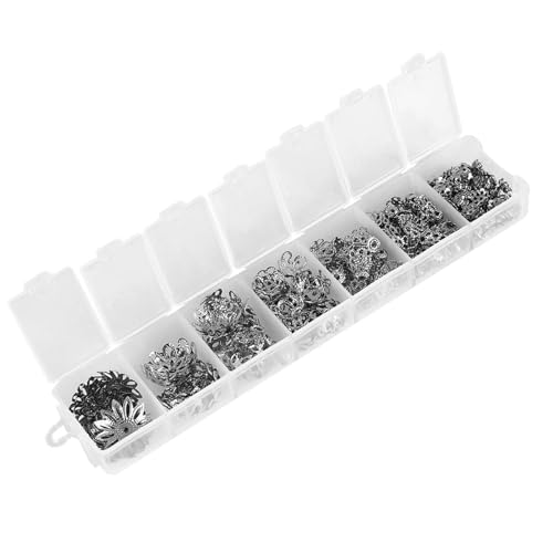 Culnflun Blütenabstandshalterkappe Perlenschmuck Befunde 300pcs, 7 Größen Metall Blumenförmige Abstandshalterperlen für Halskette Armband -Ohrring -Herstellung (Silber) von Culnflun