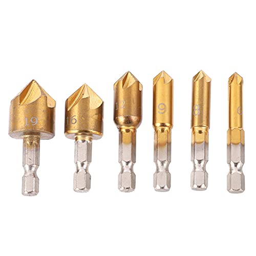 Culnflun Countersink Bohrerbits, 1/4 Zoll konisches Schambit 6pcs Kohlenstoffstahl Contersink Bit SEX Shank 90 Grad Counter Sink Bit 6mm-19 mm Schamfalle -Werkzeugzubehör Culnflun Countersink Bohrerbits, 1/4 Zoll konisches Schambit 6pcs Kohlenstoffstahl Contersink Bit SEX Shank 90 Grad Counter Sink Bit 6mm-19 mm Schamfalle -Werkzeugzubehör von Culnflun