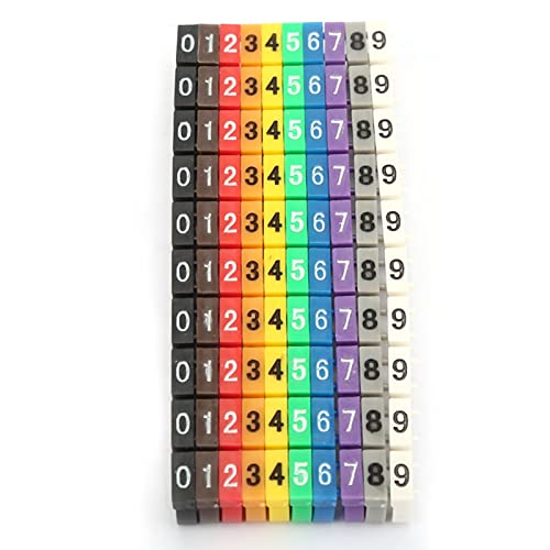 Culnflun Digitale Nummernröhre Drahtnummer Etikettenröhrchen Kabelmarker Farbiger Kunststoffclip auf Design leuchtende Farben Einfache Identifizierung für die organisierende elektr (100pcs KCM-4mm 4 von Culnflun