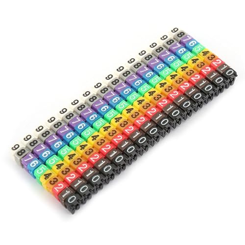 Culnflun Digitale Nummernröhre Drahtnummer Etikettenröhrchen Kabelmarker Farbiger Kunststoffclip auf Design leuchtende Farben Einfache Identifizierung für die organisierende elektr (150pcs KCM-1,5 mm von Culnflun