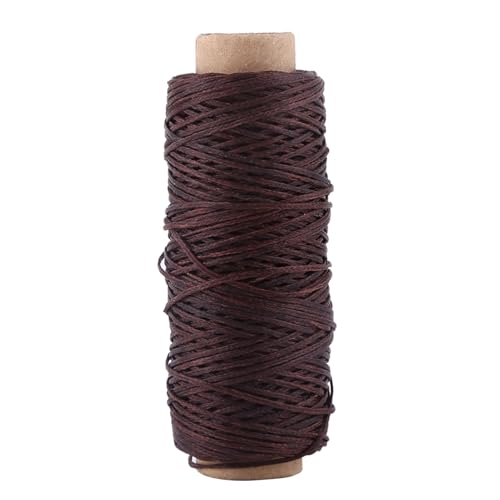 Culnflun Gewachstes Ledernähgarn, stark, langlebig, flach, Handnähgarn für Lederschuhreparatur, Bastelarbeiten, 1 mm Breite, 50 m Länge, 6 Farboptionen (Dark Brown) von Culnflun
