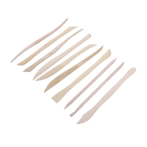 Culnflun Holzmodellierungswerkzeuge für Holzton, 10 Stcs DIY Polymer Clay Sculpting Tools Kit für Künstler Crafters Anfänger Boxwood Ergonomic Design Sculpting Carving Smoothing von Culnflun