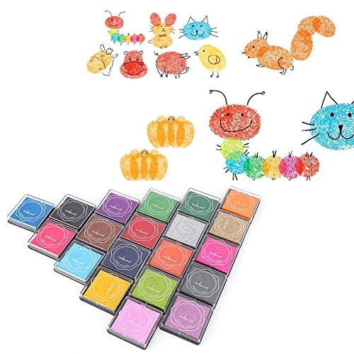 Culnflun Kinderkissen in Tintenkissen, Tintenfleischpuffer für Kinder, 20 Zimmerfarbe Inkpad, unabhängige Kiste, für Fingermalerei, Scrapbooking, Handwerk, Handwerkszustände von Culnflun