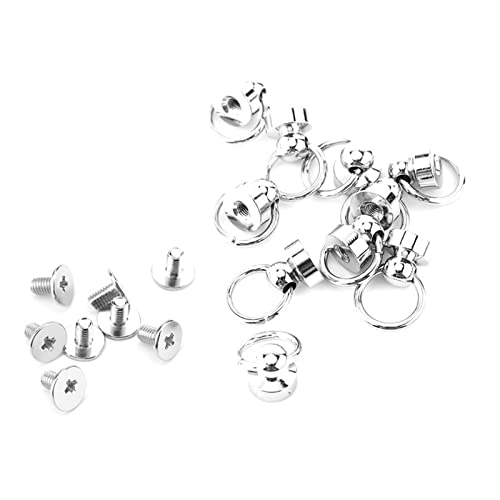 Culnflun Messingnietselemen Schraube, 10pcs 1x0,9 cm zurück runde Ringkopf Lederhandwerk Nieten Langlebige Lederhandwerk für Taschengurte Armbänder Hüte silberne Kleidung von Culnflun
