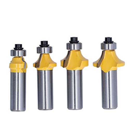 Culnflun Router Bit Set, 4PCS 1/2in Shank Round over Flush Trim Tool Kit for Woodworking DIY Projects Carbon Steel Alloy Cutter Head von Culnflun