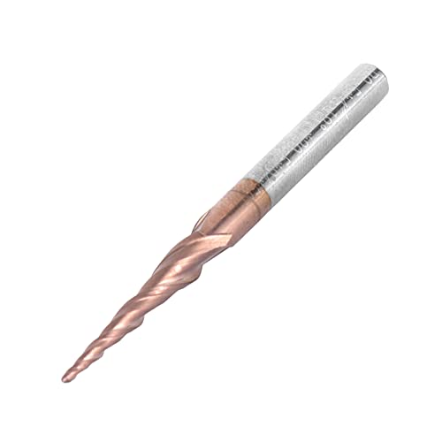 Culnflun Tapered Ball Nose End Mill Tungsten Steel Carbide CNC Router Bit 2 Flute Antique Brass Plated for Precision Cutting and Milling Total Length 50mm Shank Diameter 4mm Blade von Culnflun