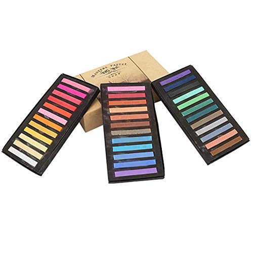 Culnflun fluoreszierende Haarkreide Buntstifte Set, weiche Pastellmalwerkzeuge Einweghaarfärbungsstäbe für Kinder Erwachsene Künstler 12 24 36 48 Farben Optional (36 Farben) von Culnflun